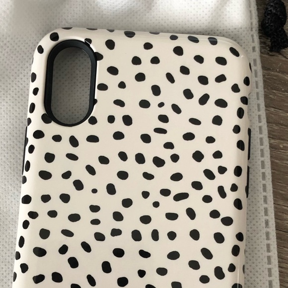 Custom Etsy IPhone X Phone Case (works w/wireless charging) POLKA DOT WHITE - Picture 4 of 5
